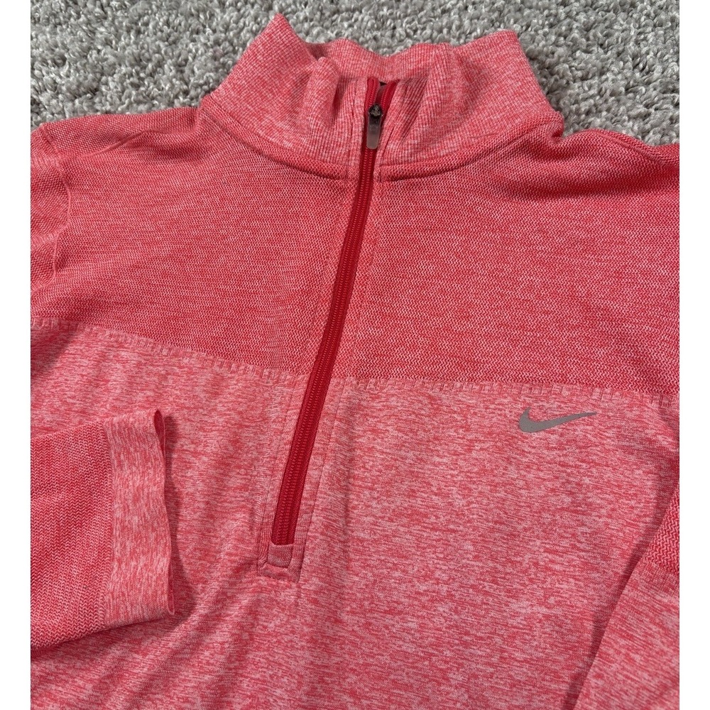 Nike Running Womens Dri Fit Quarter Zip Pullover Athletic Pink Medium